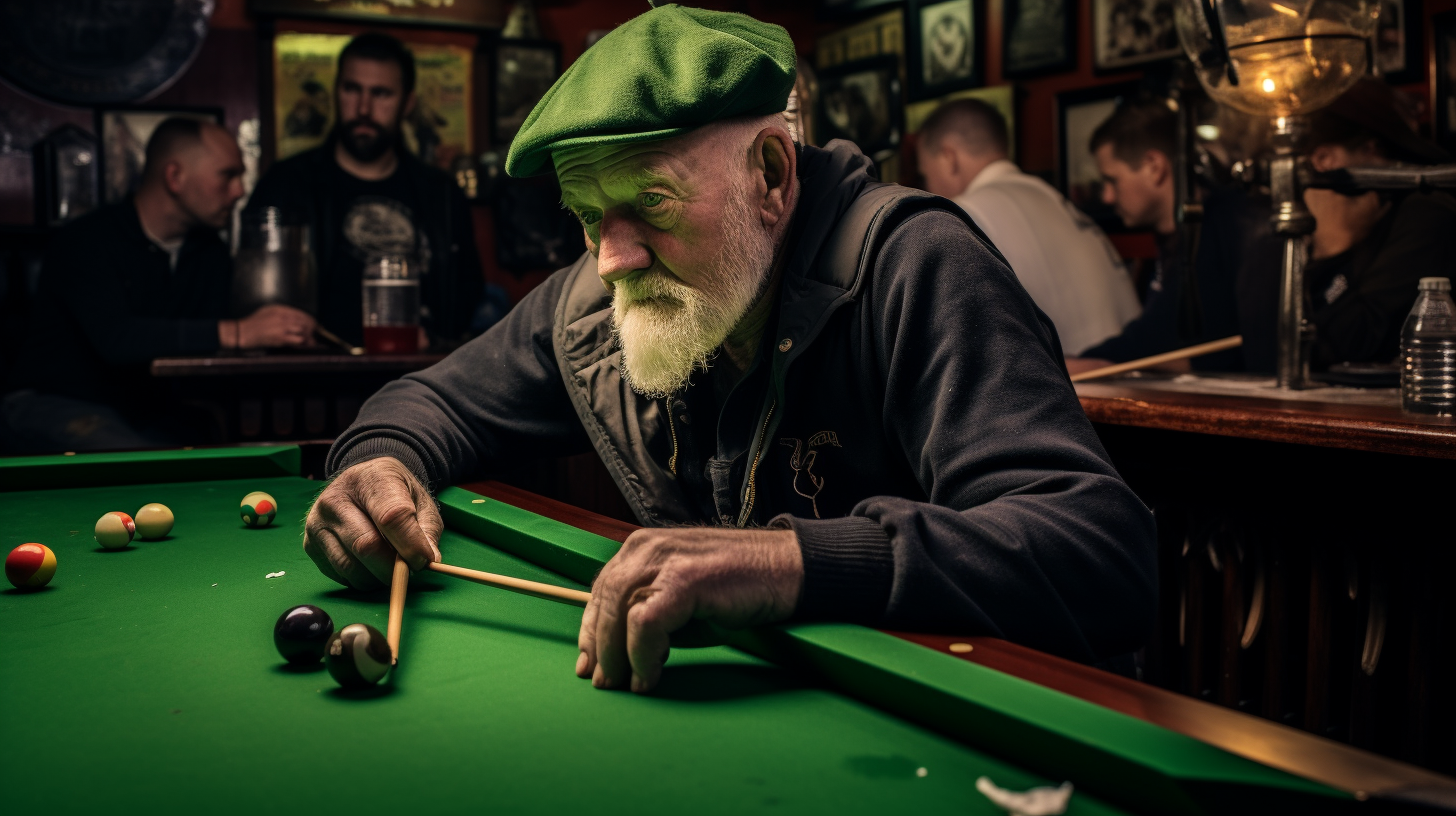 Irish fisherman playing darts in Limerick pub