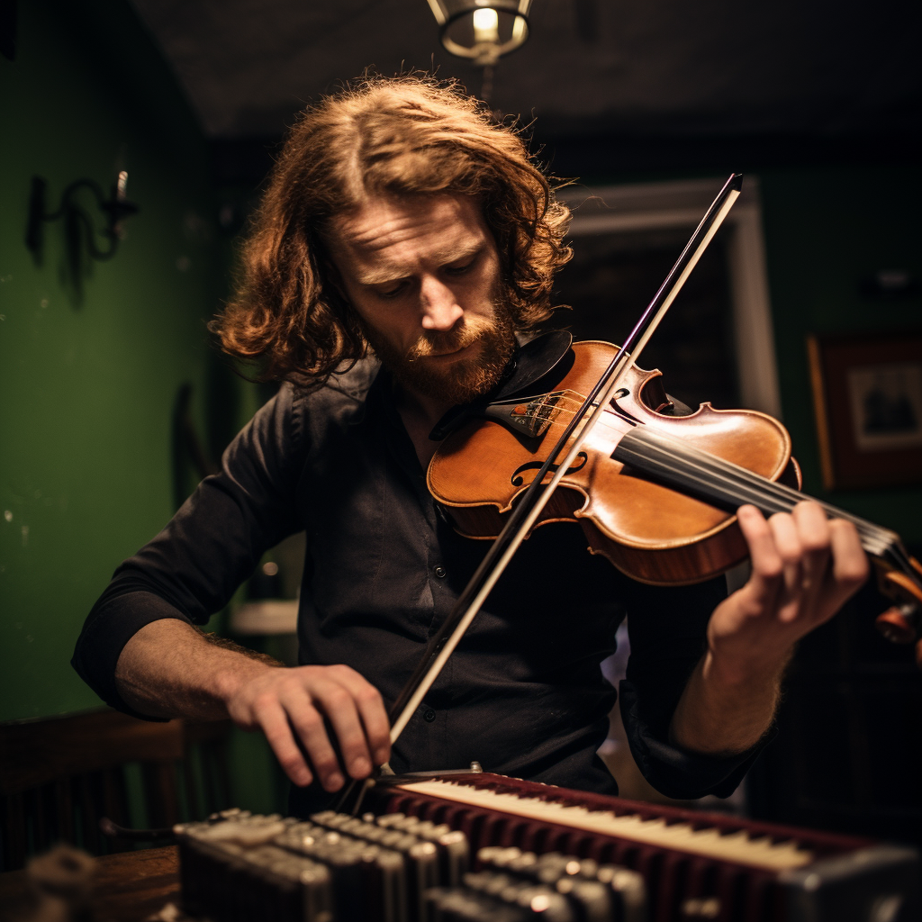 Irish gig musicians dancing concert