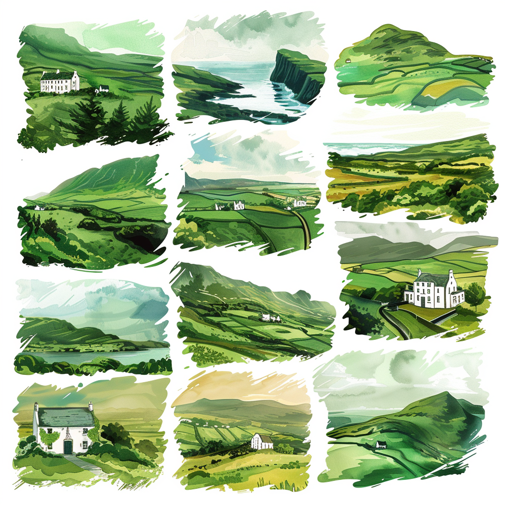 Irish Landscapes Brushstroke White