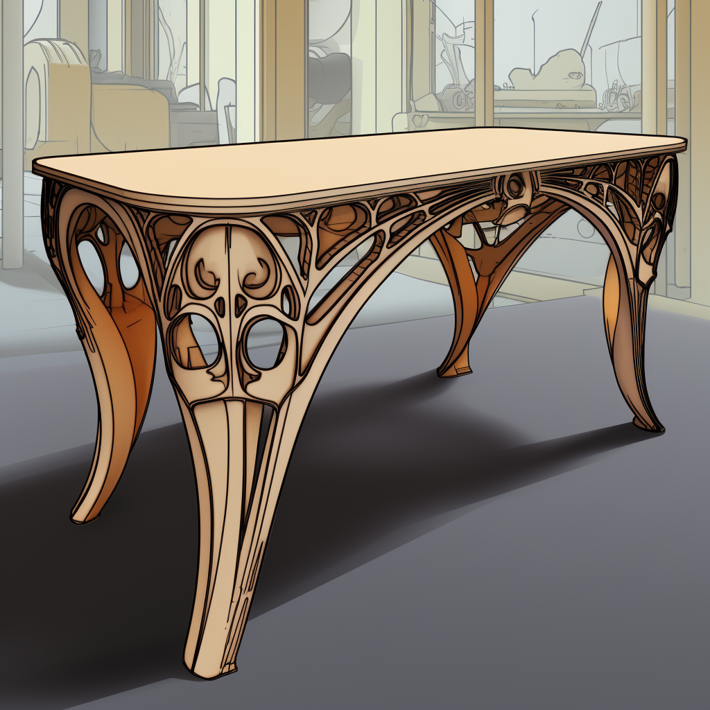 Artistic iron table with CNC router