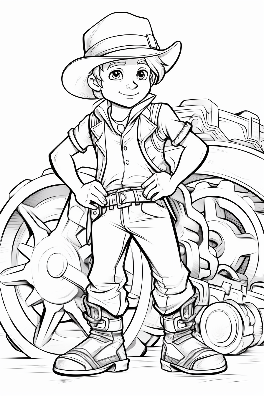 Cartoon style iron horse coloring book