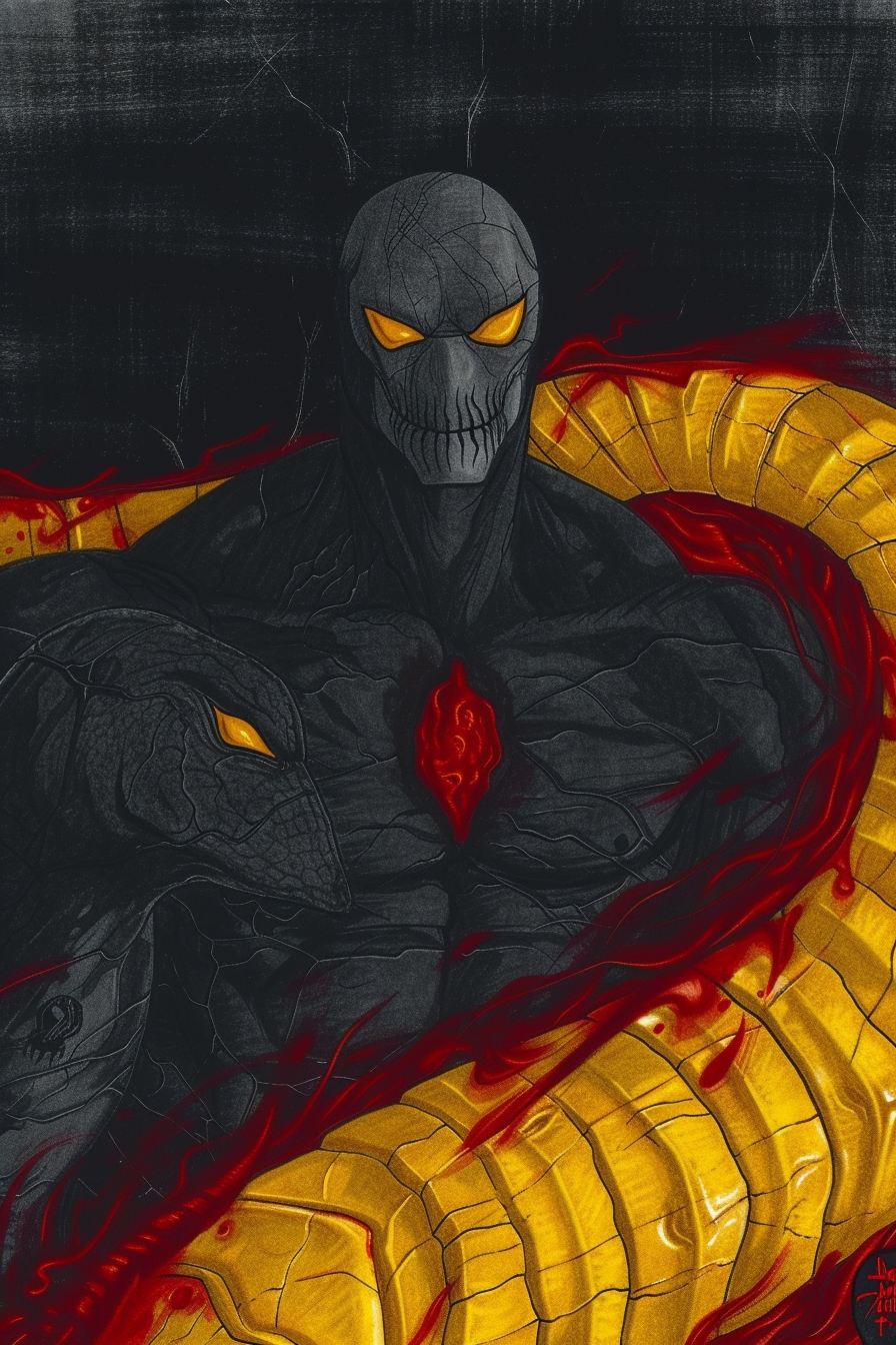 Iron Man Black Venom in Graphic Novel Style