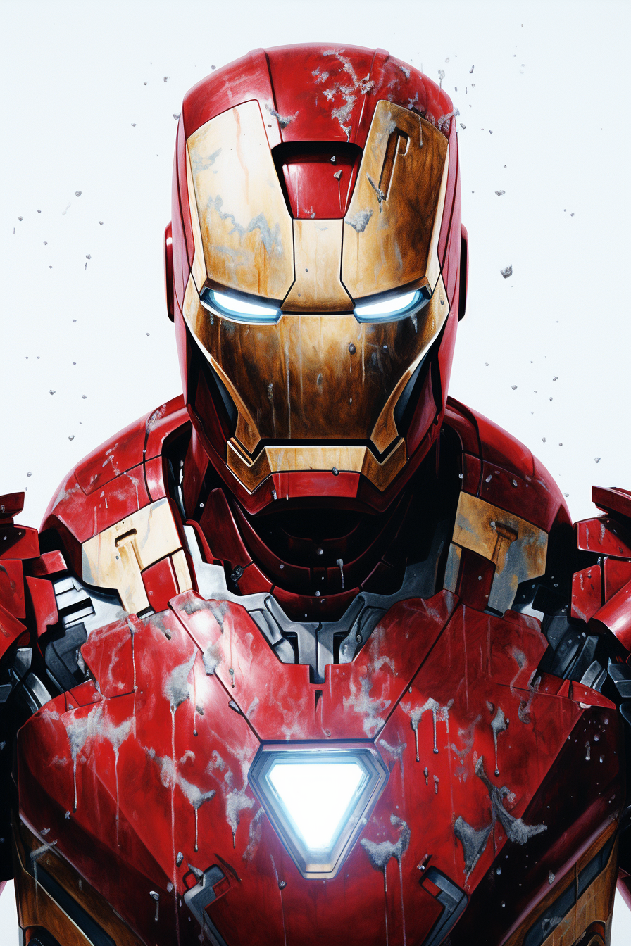 Hyperreal Iron Man on white background