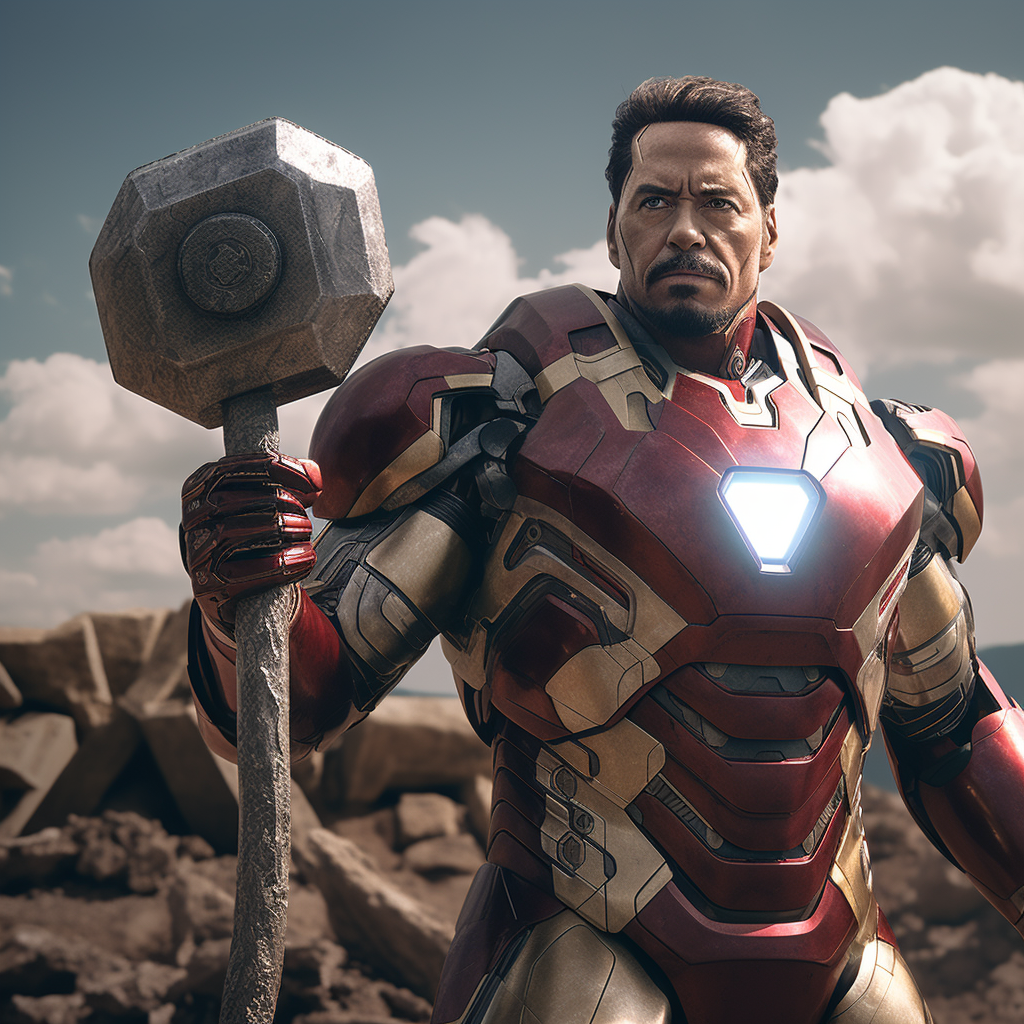 Iron Man with Thor Mjolnir