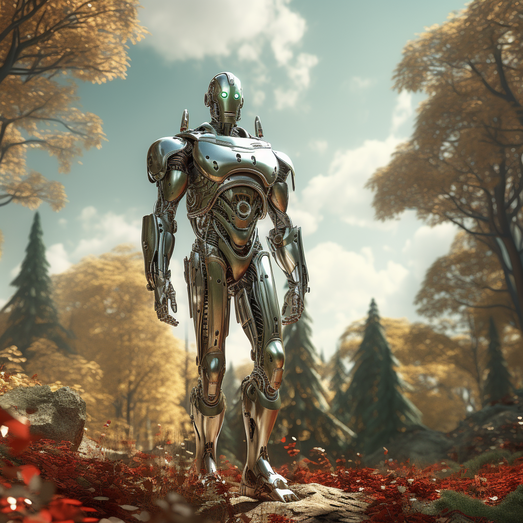 Iron Tin Man in magical forest