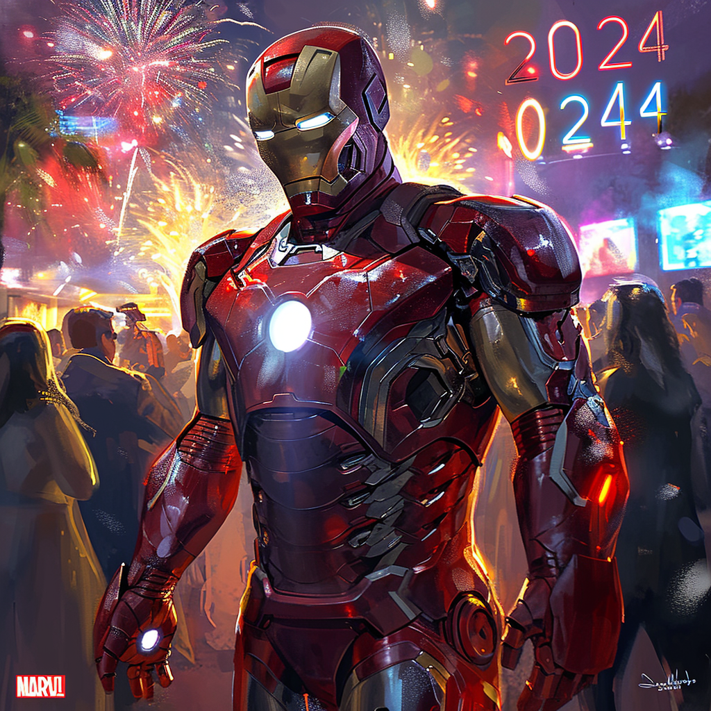 Ironman and Superheroes Celebrating New Year