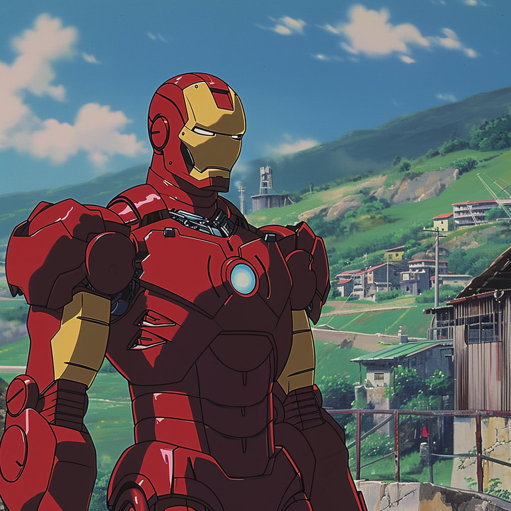 Iron Man Retro Studio Ghibli Animation