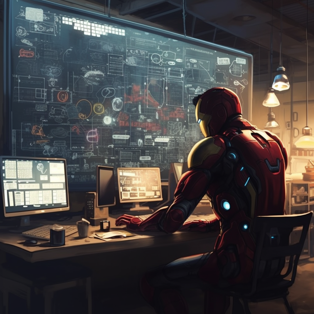 Ironman working as a product designer