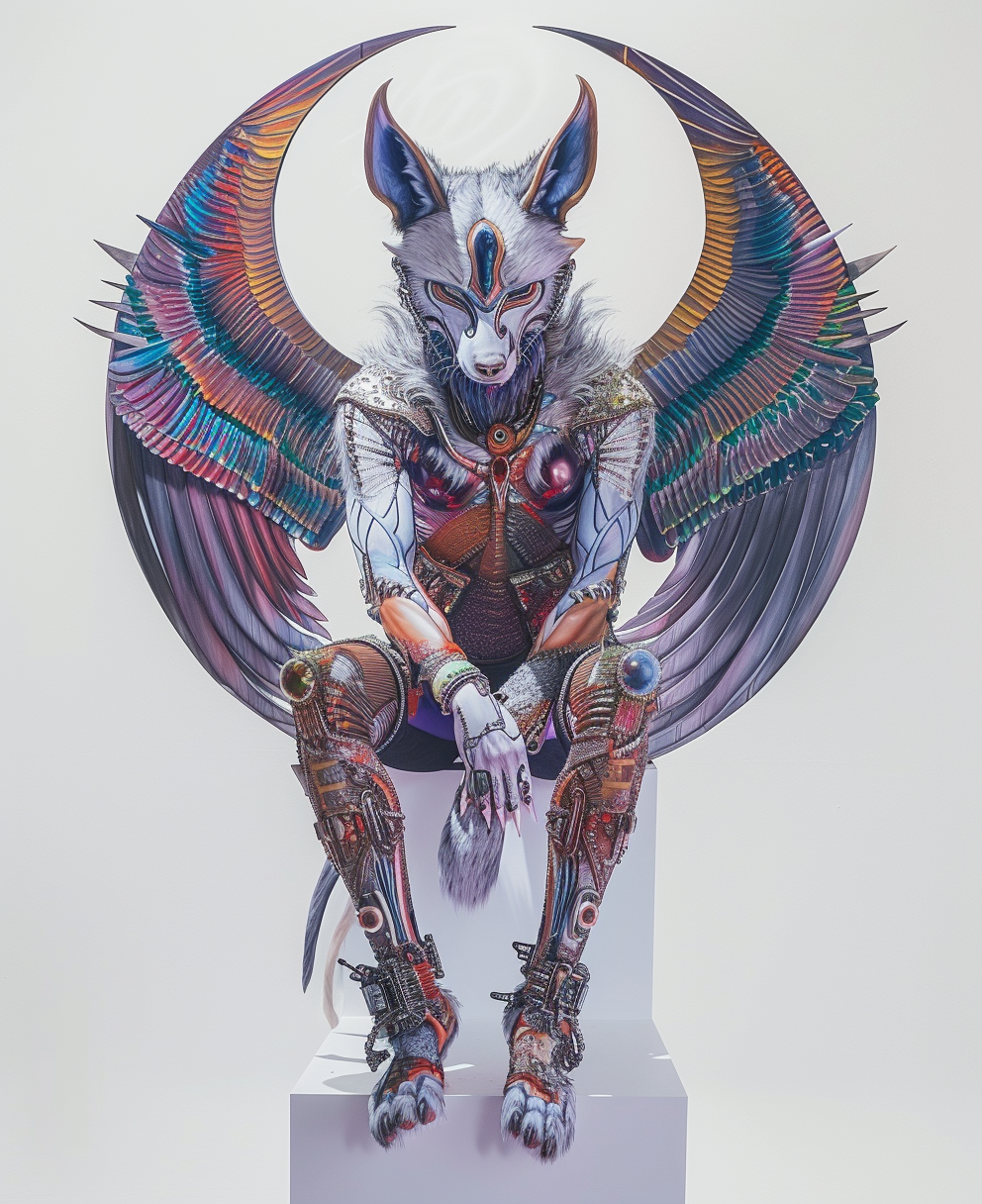 Full Body Wolf God with Wings