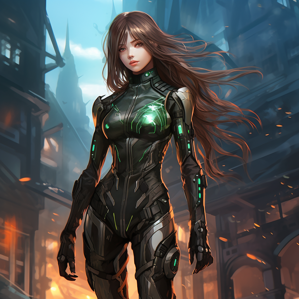 Isekai Style Girl in Cyberpunk Bodysuit