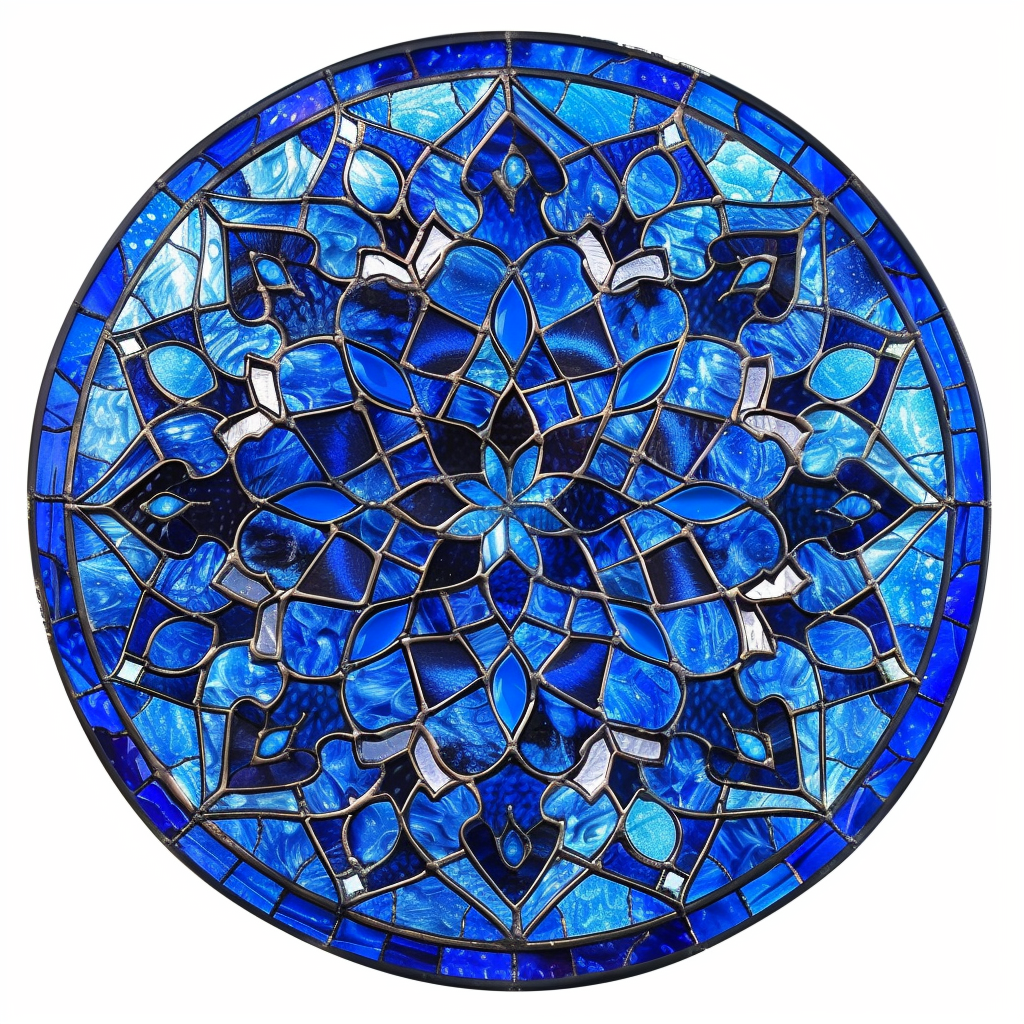 Blue Islamic Stained Glass Pattern