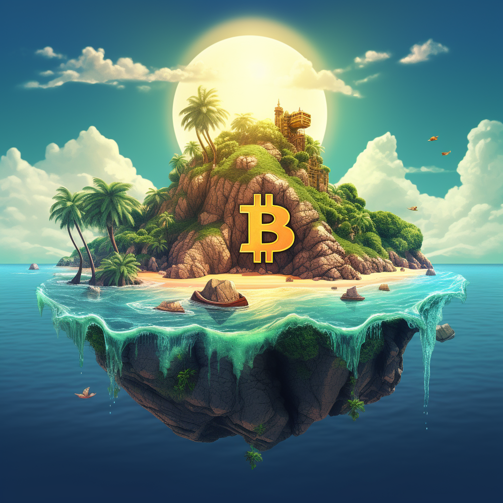 Island bitcoin theme illustration