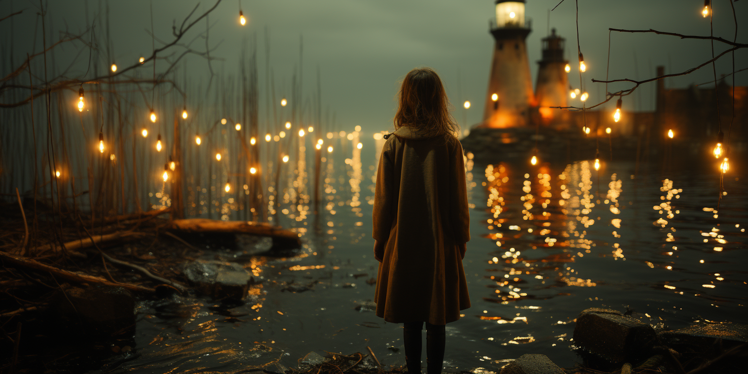 Lighthouse illuminating boats at sea