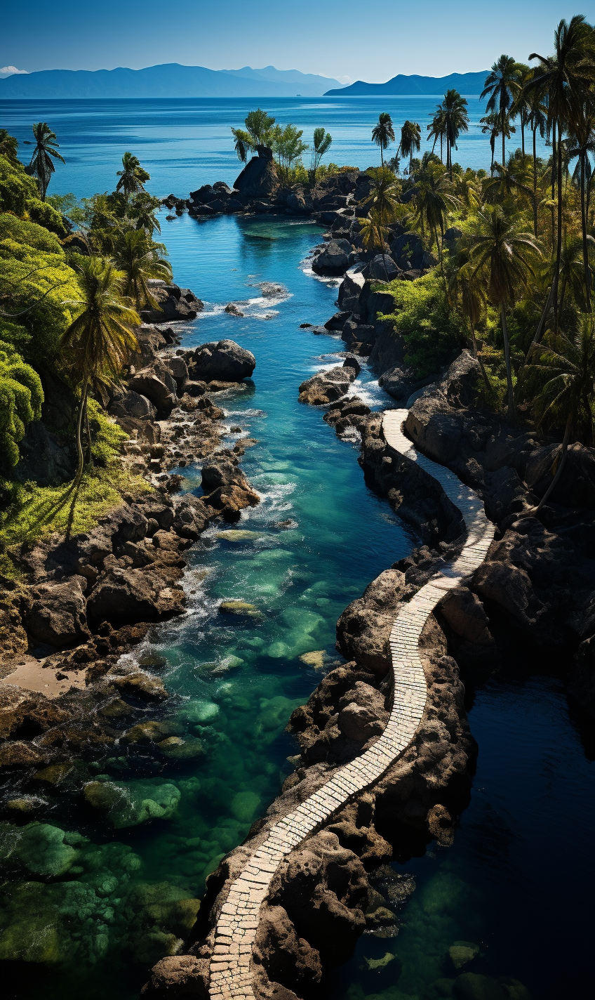 Scenic view of island with diverse landscapes