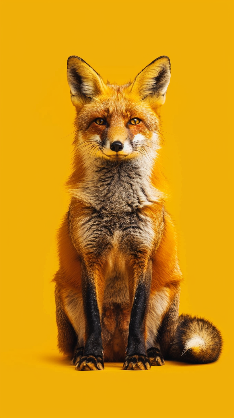 Fox on Vibrant Yellow Background