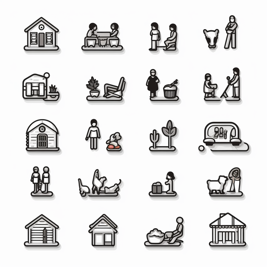 Isometric family members black outline icons