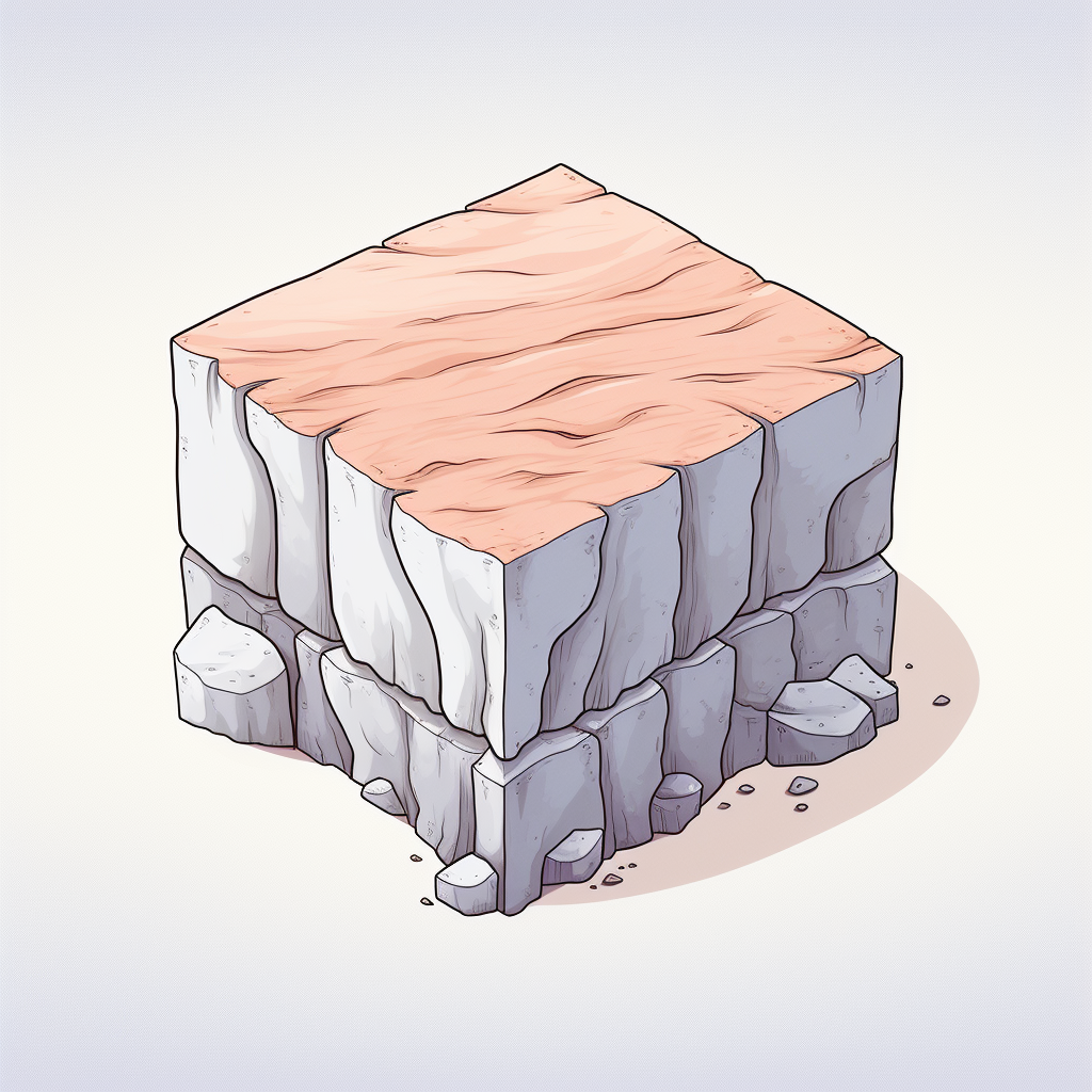 Isometric marble block in anime art style