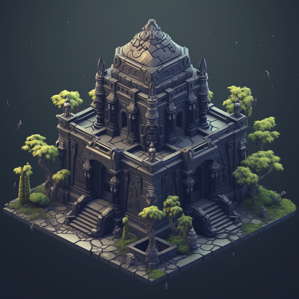 Isometric Mausoleum Dark Picture