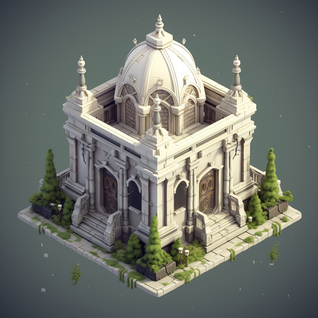 Isometric Mausoleum Faith Illustration