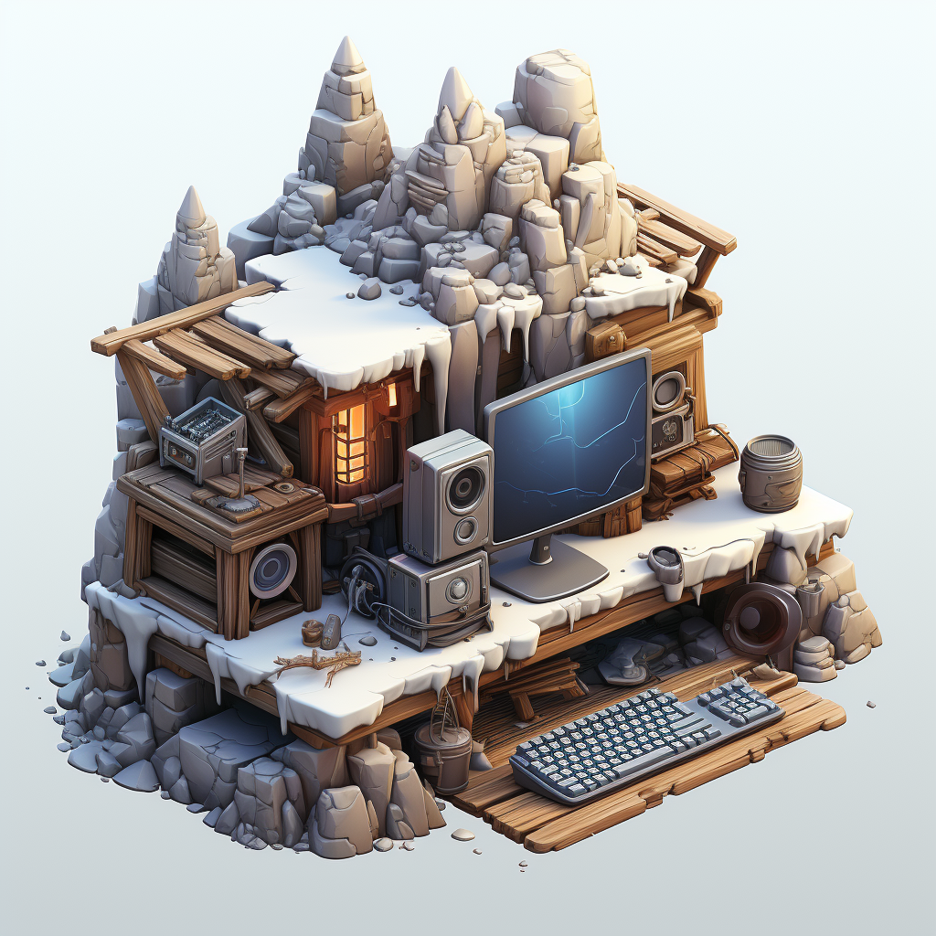 Isometric symbol games low poly image