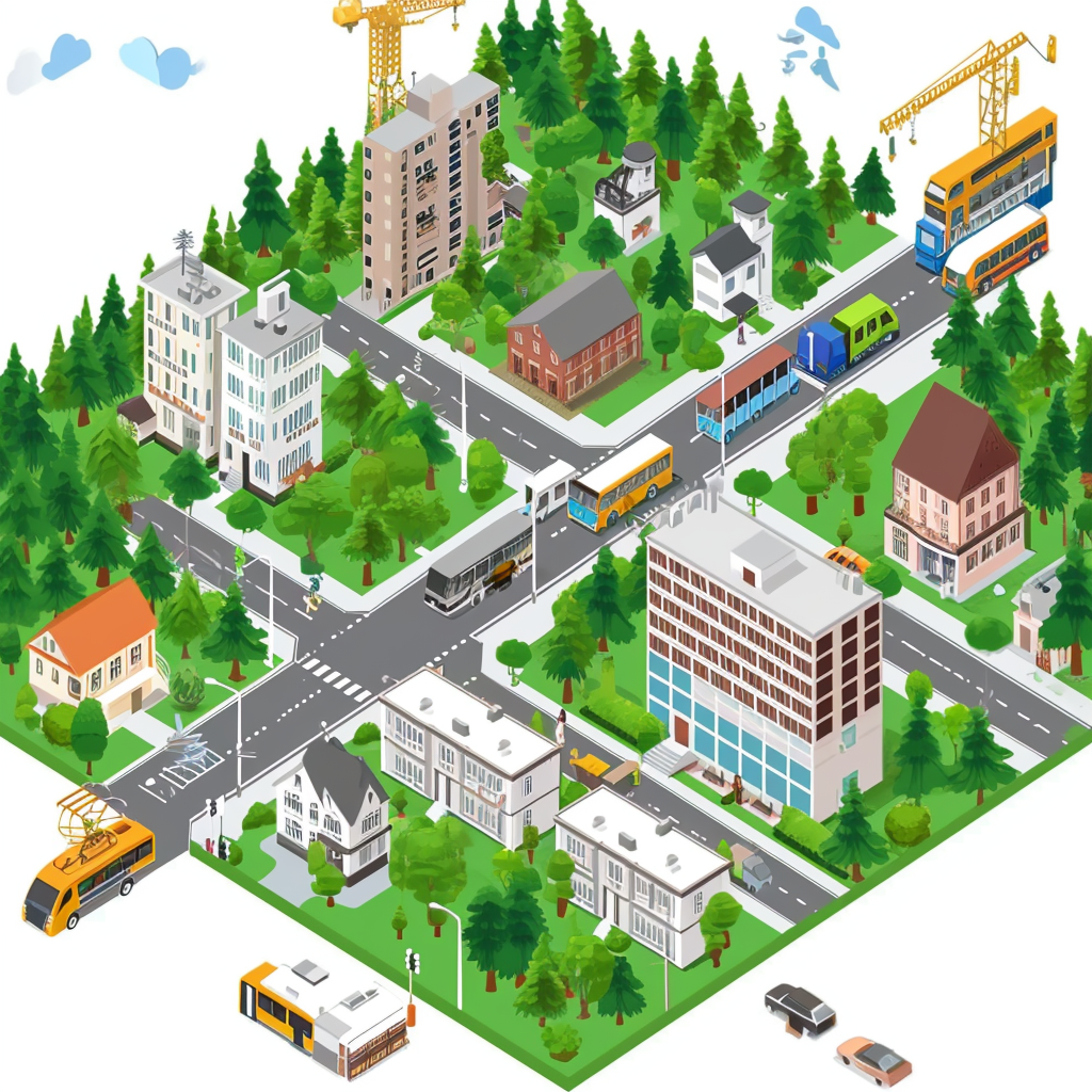 Isometric urban design infographic