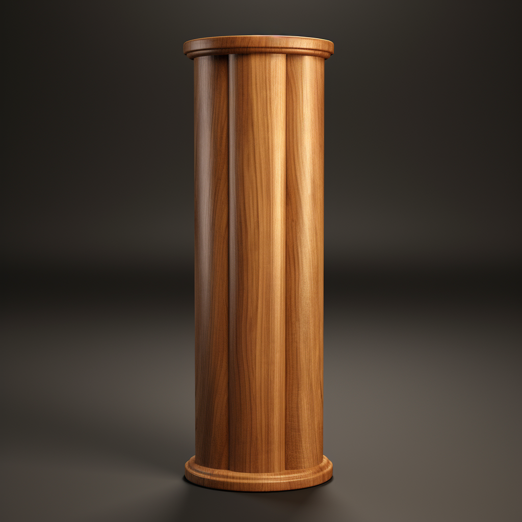 Realistic wooden column render in plywood