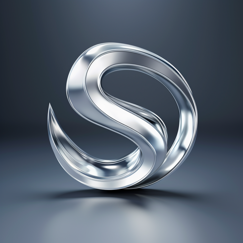 3D isometric metal letter 'S' on Mobius strip