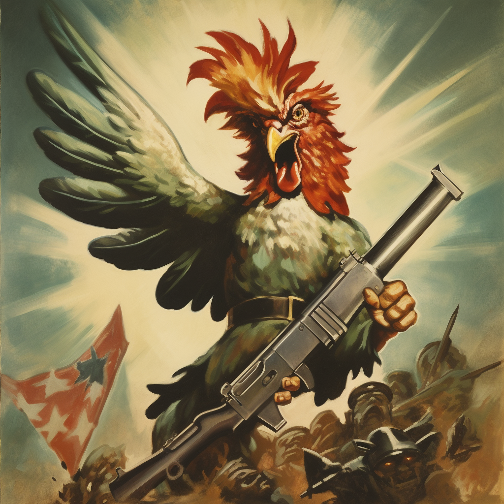 Propaganda poster of the war rooster in Israel Defence Force