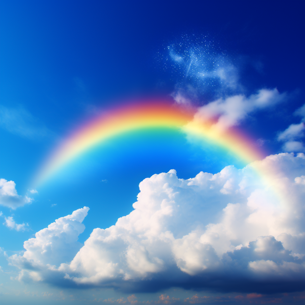 Israel flag with rainbow in sky