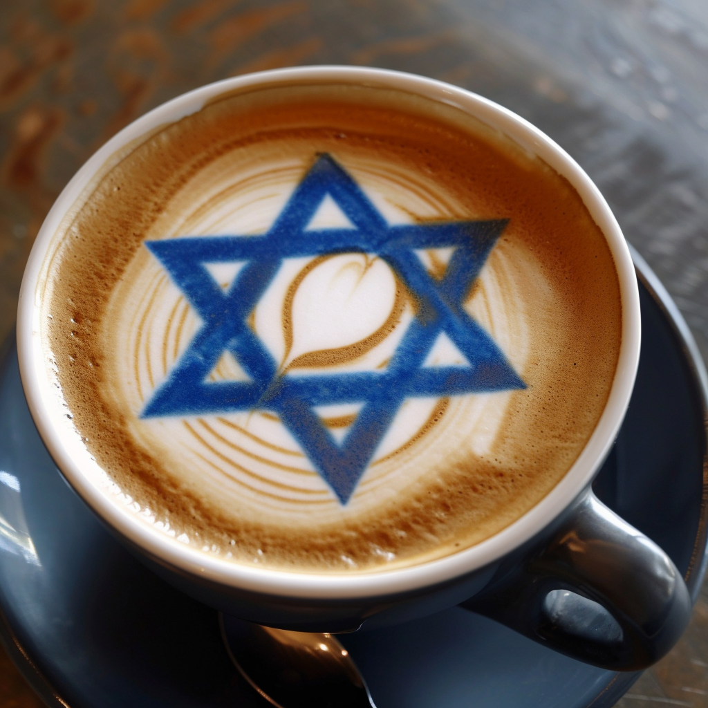 Israeli flag with coffee and Star of David