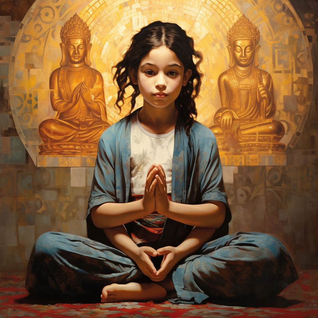 Israeli girl portraying the Buddha in Norman Rockwell's painting