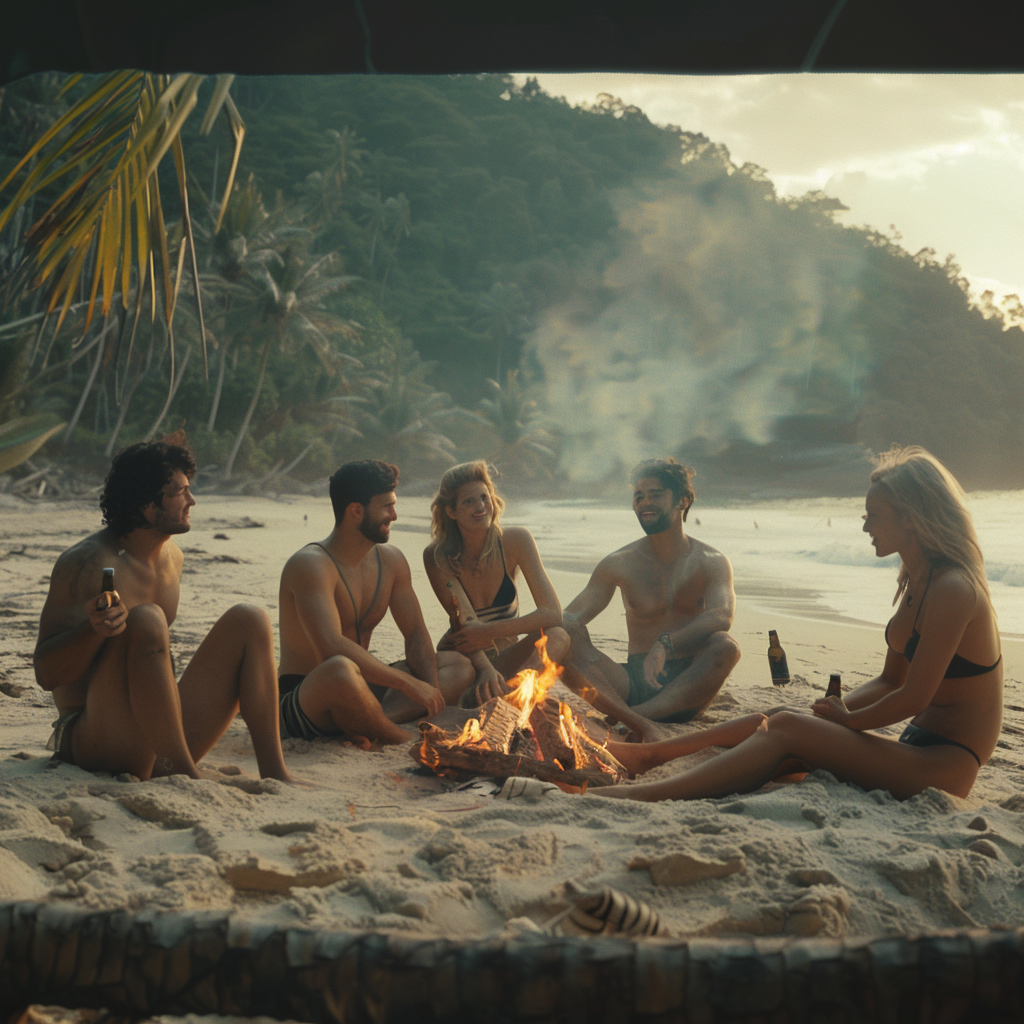 Israeli men and women at beach