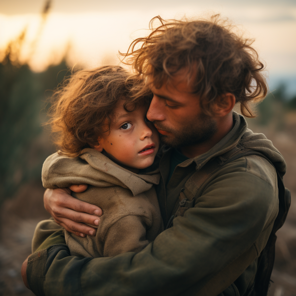 Two children from Israel and Palestine hugging