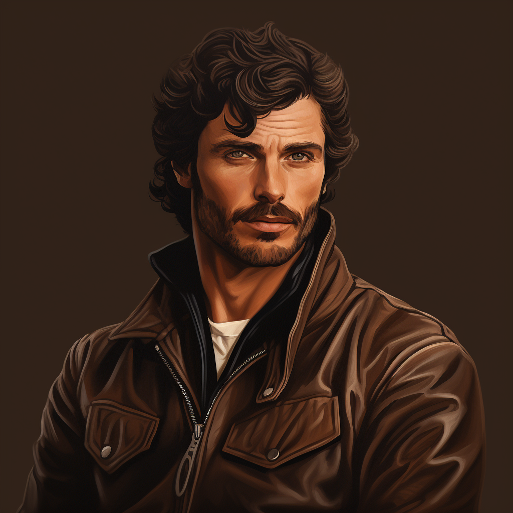 Italian Actor Leather Illustration in Tomo Finland Style