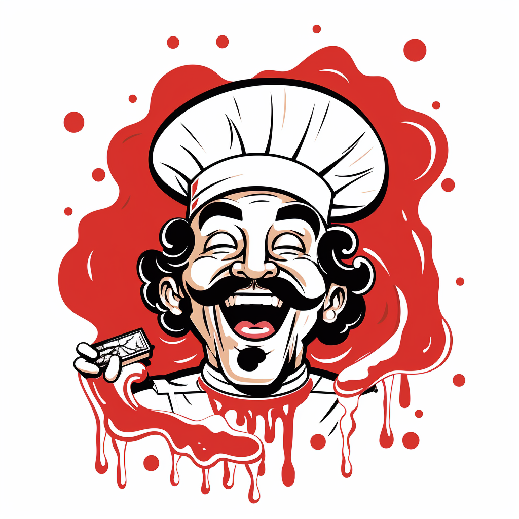 Italian Chef with Pizza Face Cartoon