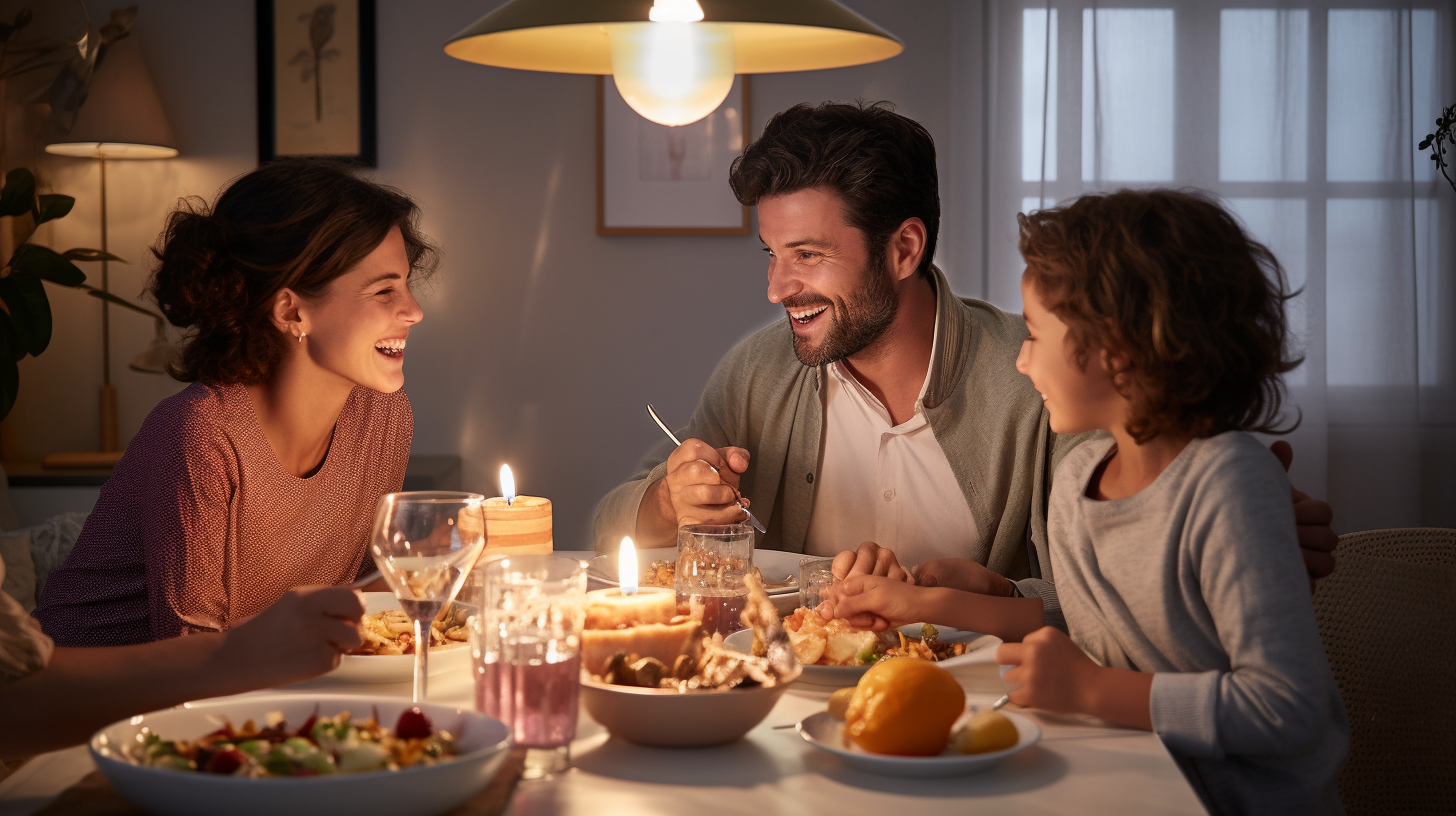 Real Italian Family Having Dinner