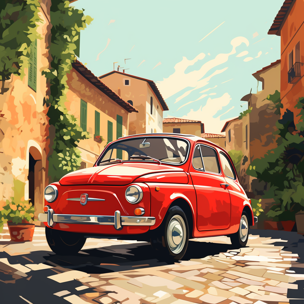 Italian Fiat Car Illustration