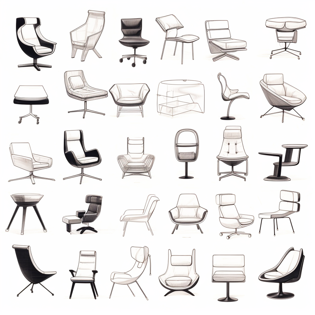 Italian furniture sketch notes and drawings