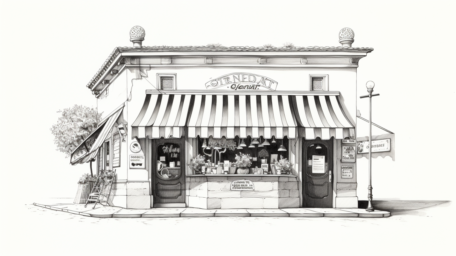 Realistic ink stamp of Italian Gelateria awning