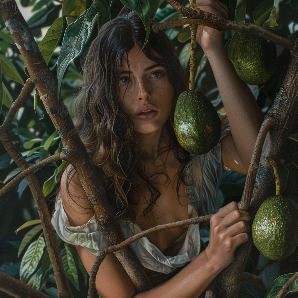 Young Italian girl climbs tree