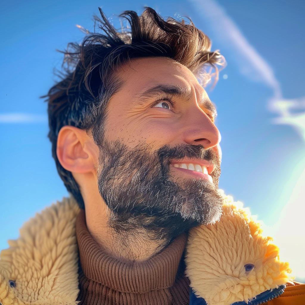 Handsome Italian man smiling outdoors