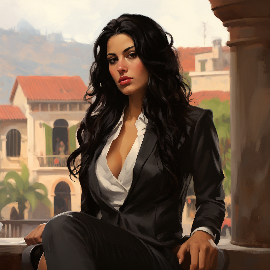 Stylish Italian Mafia Woman with Black Hair