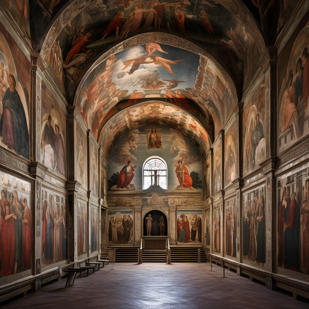 Italian medieval religious fresco in Siena Cathedral