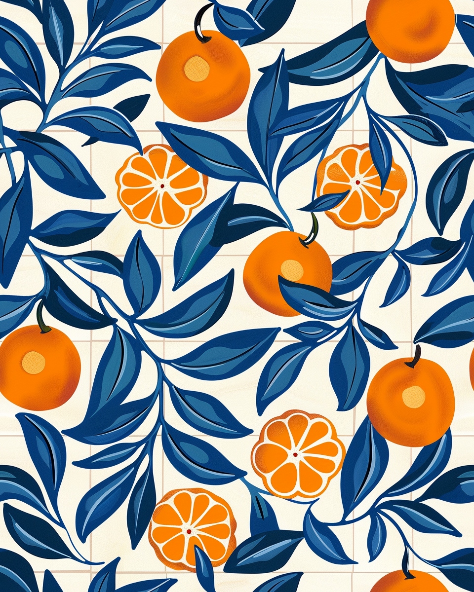 Italian mosaic tile with orange fruits