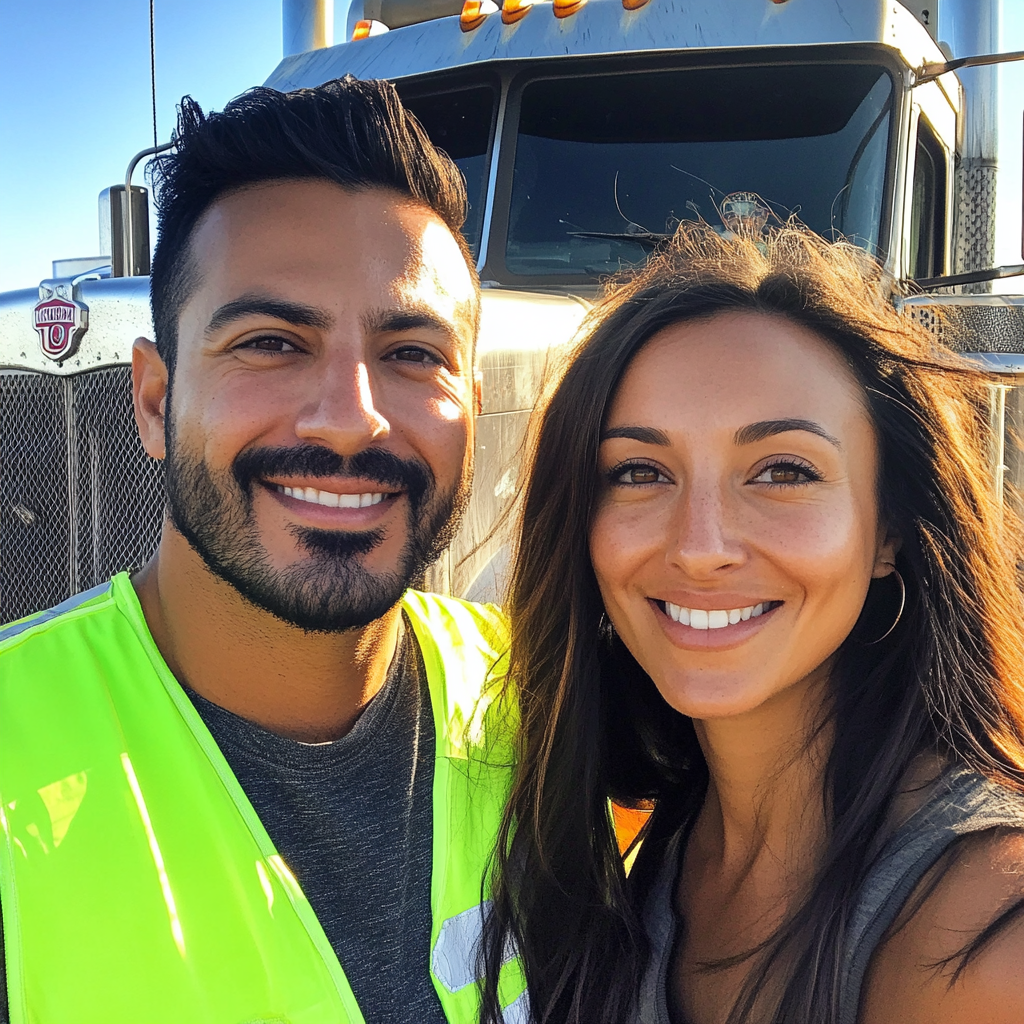 Italian Semi-Truck Driver Team Celebrating Labor Day