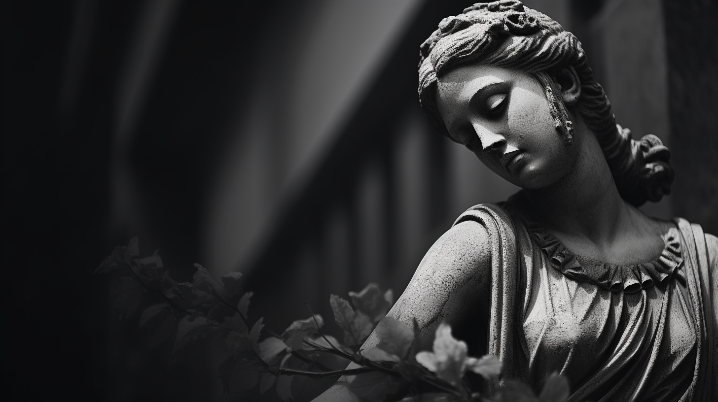 Realistic Italian Statue Photo in Greyscale