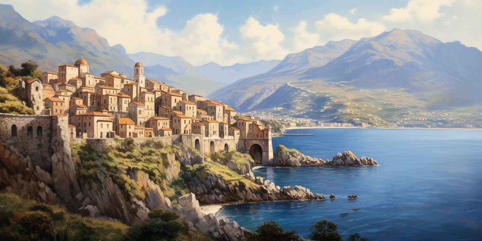 Beautiful Italian stone village by the sea