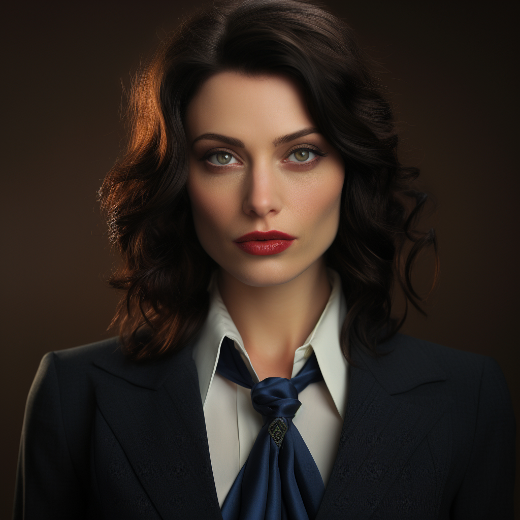 Italian woman with blue eyes in business suit