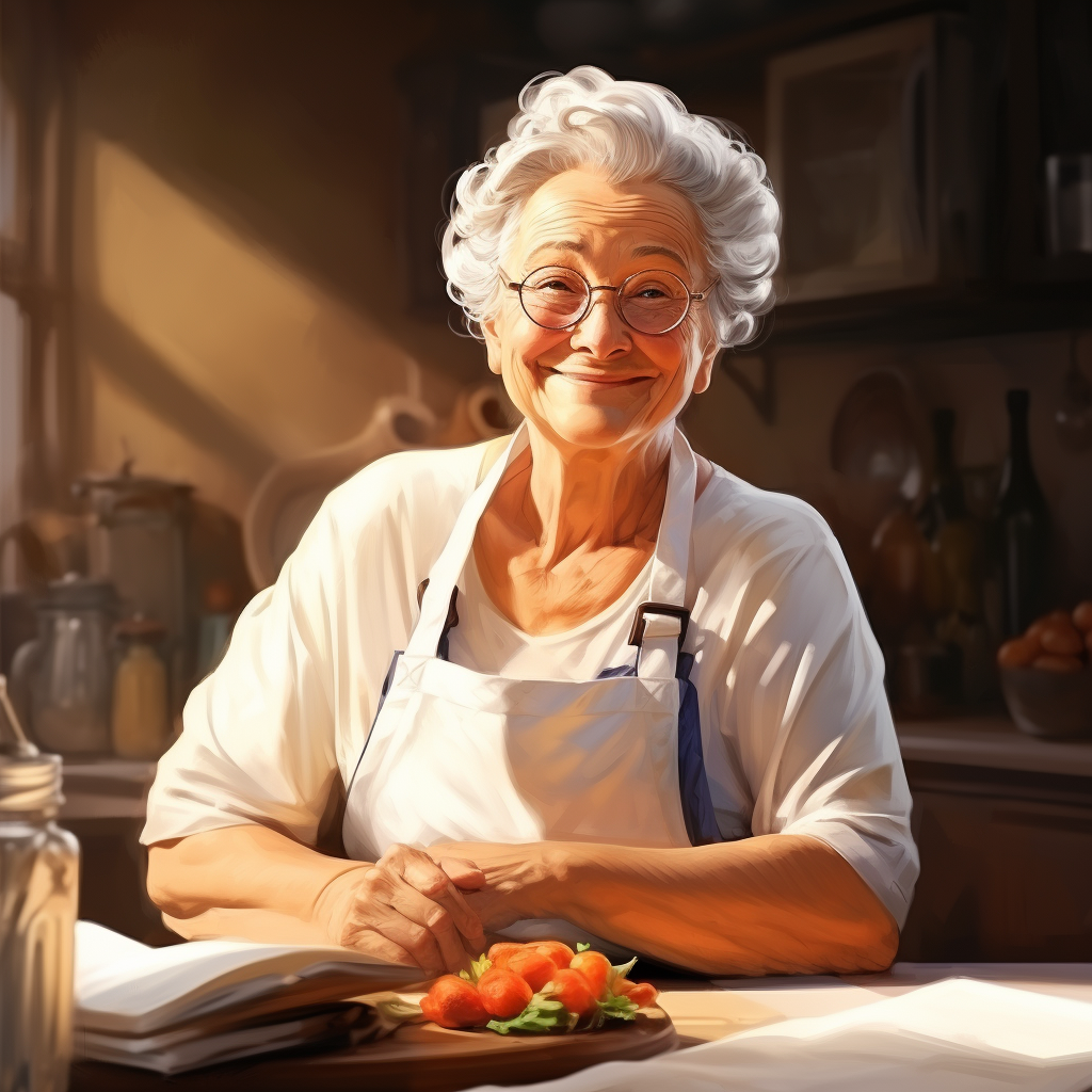 Italian grandma cook in apron