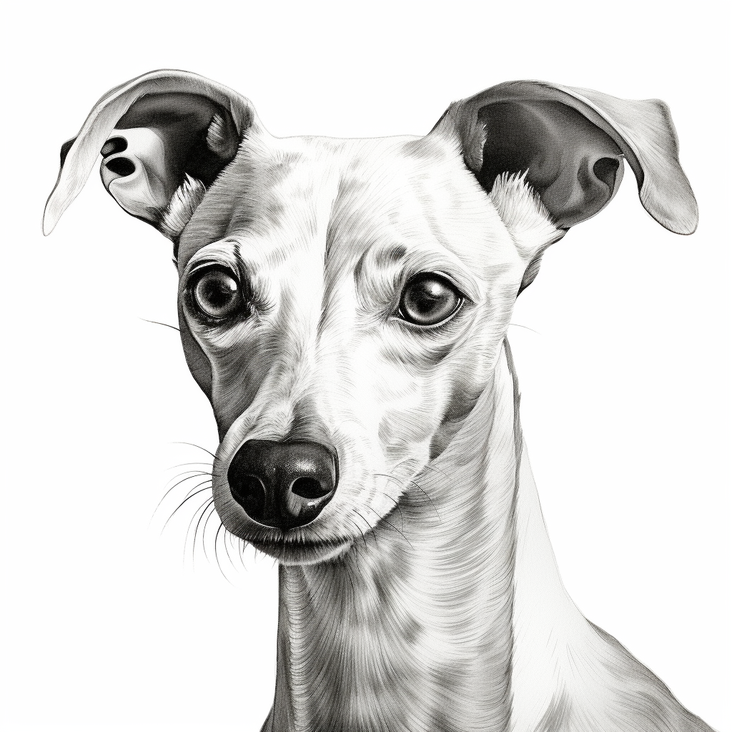 Ink drawing of Italian greyhound